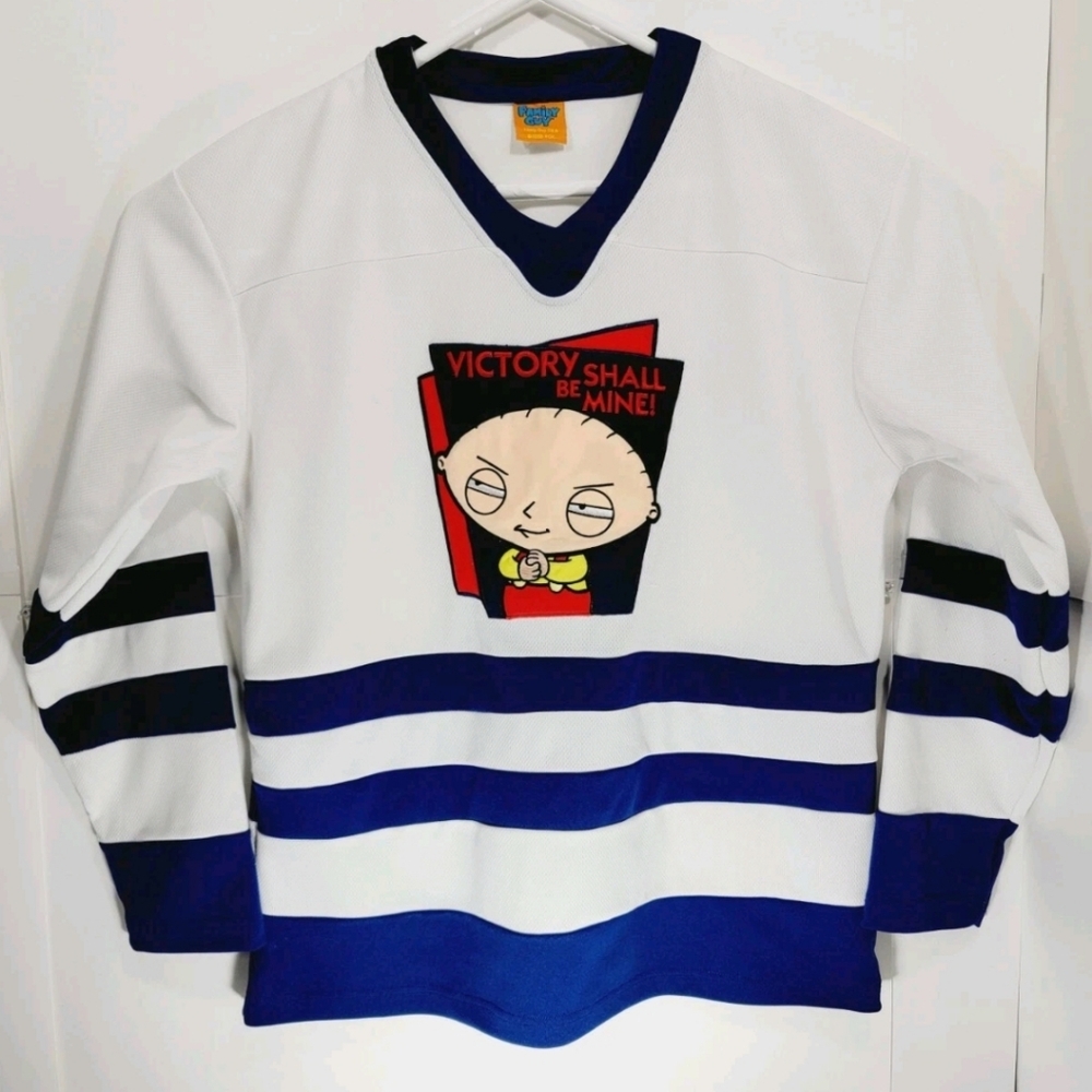 The Family Guy Stewie Victory Shall Be Mine S/M Hockey Jersey White